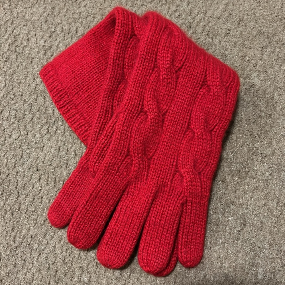 Cherry Red Ralph Lauren Purple Label 100% Cashmere Gloves